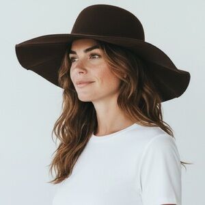 NWT GAP 100% Wool Brown Wide-Brim Hat